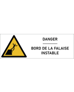 Signalétique danger bord de la falaise instable