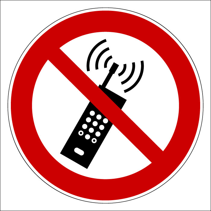 Plaque de porte carrée Interdiction d'activer son téléphone