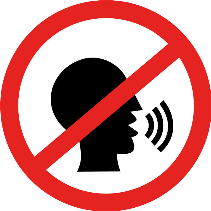 Pictogramme interdit de parler fort

