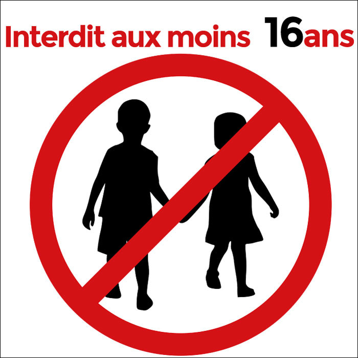 Pictogramme interdit aux moins 16 ans
